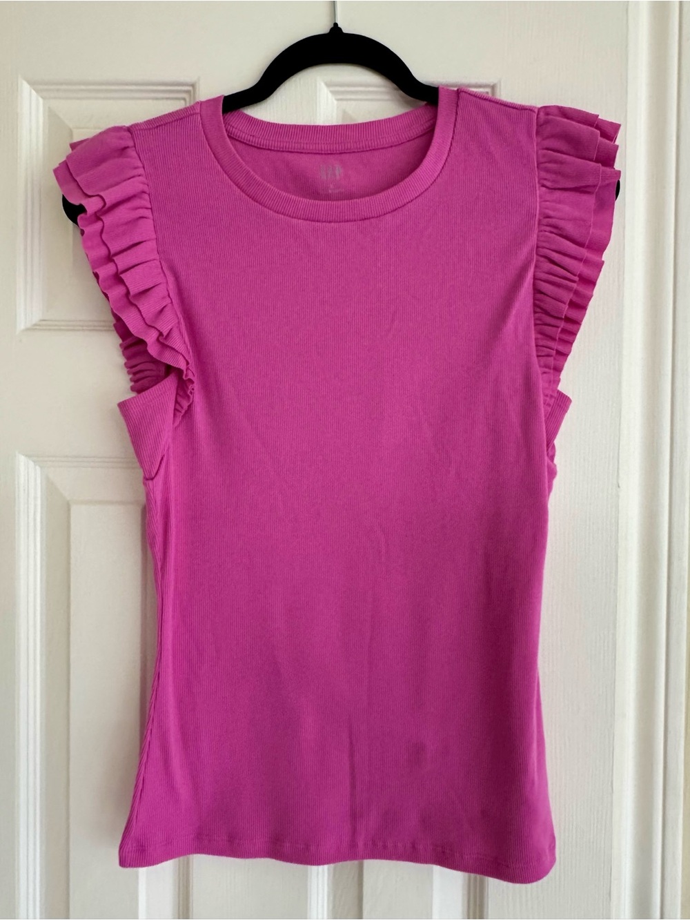 GAP Hot Pink Ribbed Tank Top with Ruffle Detail